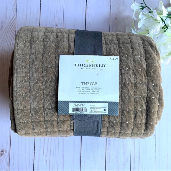 Threshold Other - Threshold Brown Velvet Throw Blanket 50x60 inches